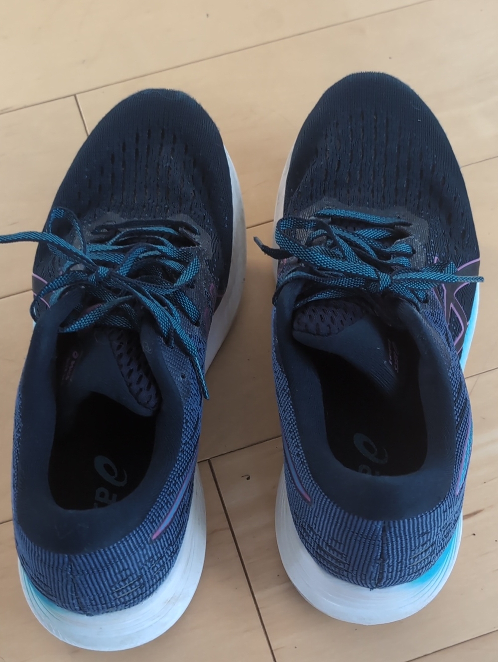 Asics Navy Athletic Sneakers with Teal and Pink Accents